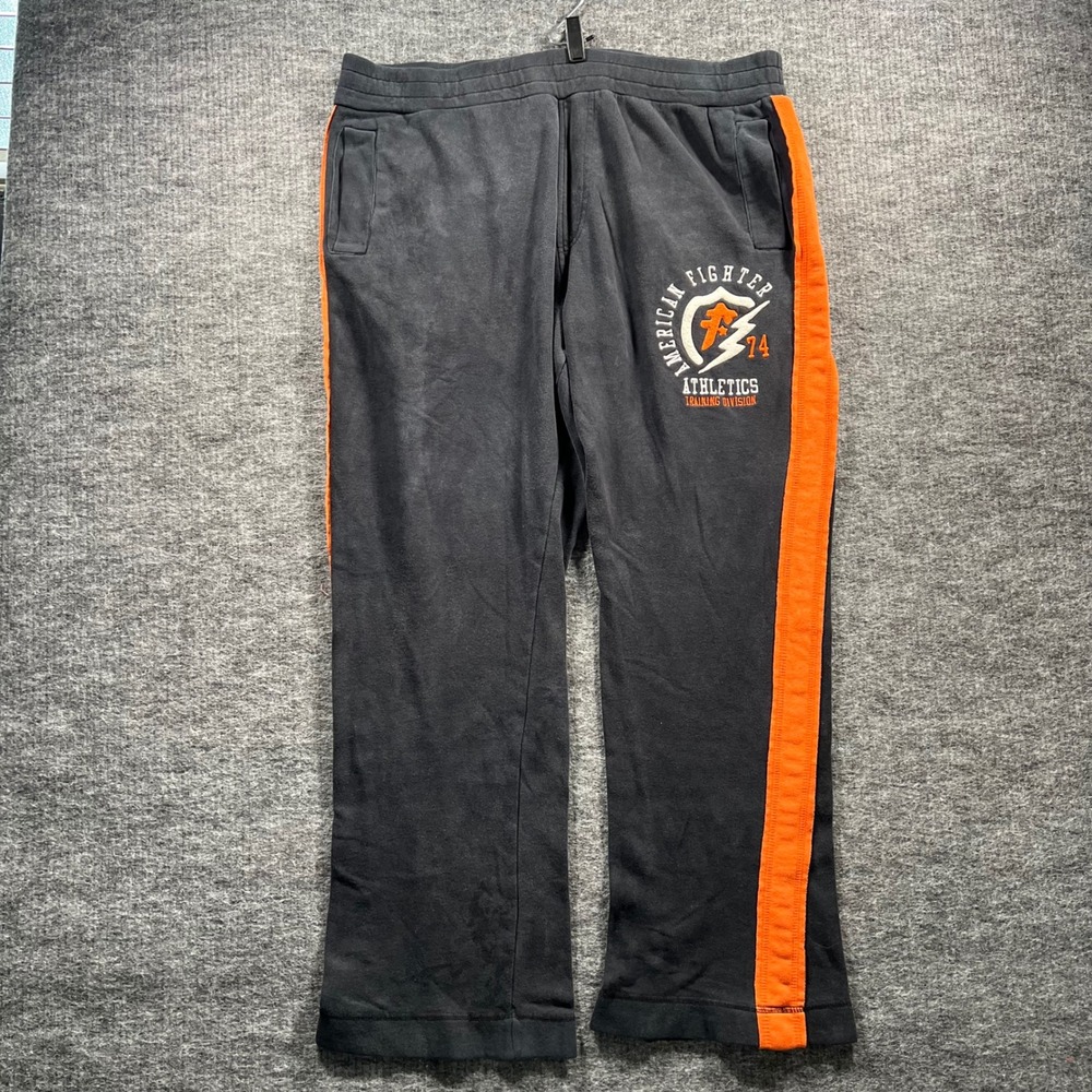 American Fighter Athletics Mens XL Sweatpants Black Orange Side Stripe